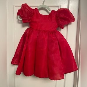 Red Puff Sleeve Dress size 2T/3T